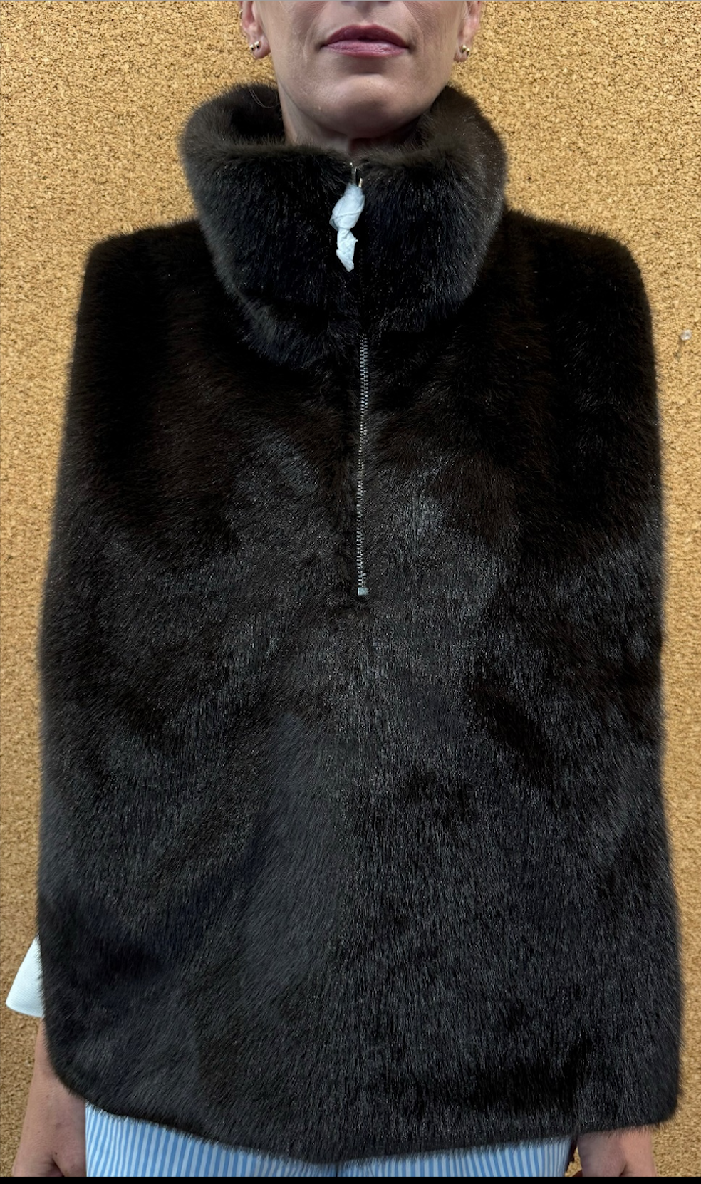 FAUX FUR MOCKNECK VEST
