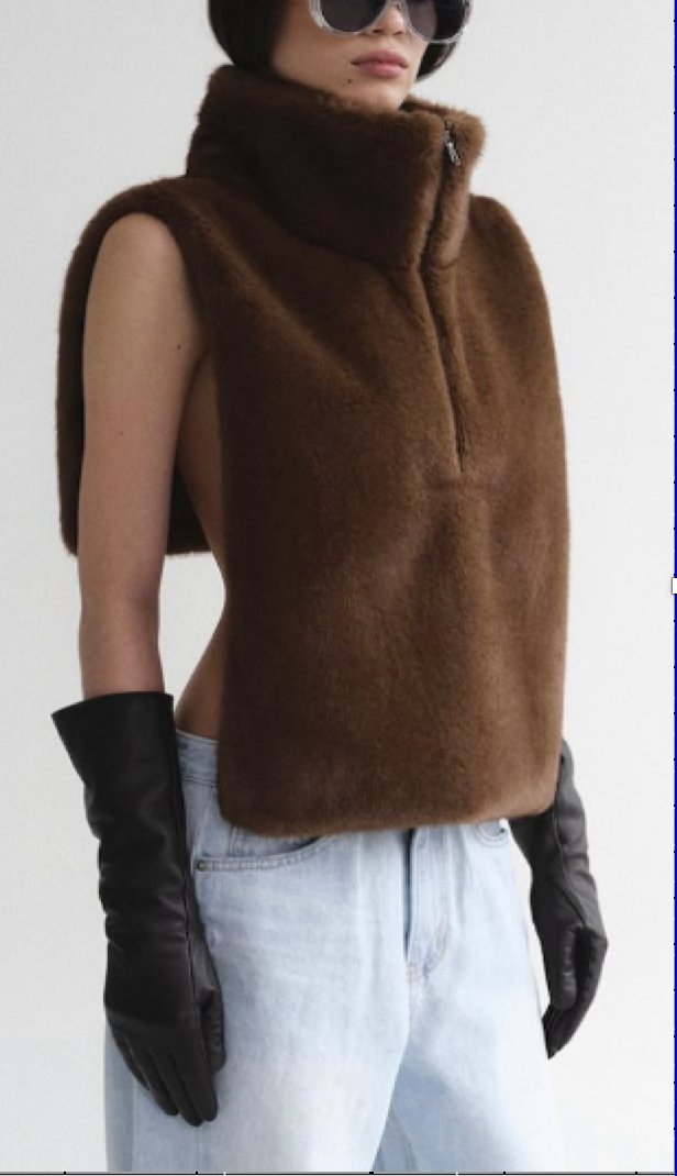 FAUX FUR MOCKNECK VEST